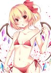  bikini blonde_hair flandre_scarlet highres miy@ red_bikini red_eyes short_hair solo swimsuit touhou wings 