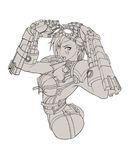  breasts cleavage covered_nipples gloves goggles goggles_on_head large_breasts leaf98k league_of_legends looking_at_viewer machinery monochrome open_mouth short_hair solo tattoo vi_(league_of_legends) 
