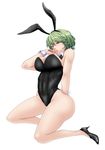  animal_ears bow bowtie bunny_ears bunnysuit detached_collar green_hair highres kazami_yuuka oninoko red_eyes short_hair touhou wrist_cuffs 