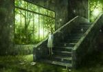  bad_id bad_pixiv_id brown_hair grass kazami_(kuroro) long_hair original ruins scenery solo 