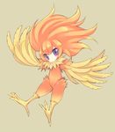  bird blackwing_breeze_the_zephyr duel_monster feathered_wings feathers full_body harpy meito_(maze) monster_girl orange_hair purple_eyes solo wings yuu-gi-ou 