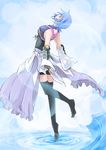  absurdres aqua_(kingdom_hearts) blue_hair fingerless_gloves gloves highres kingdom_hearts kingdom_hearts_birth_by_sleep thighhighs 