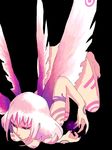  barefoot fairy murata_(bakeneko_soudou) nude oekaki original pink_eyes pink_hair solo tattoo wings 
