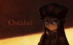  bad_id bad_pixiv_id blue_eyes brown_hair copyright_request hat kunieda long_hair solo translated 