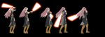  energy_sword lightsaber long_hair megurine_luka pink_hair sequential sword thighhighs very_long_hair vocaloid weapon yuzmit 