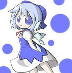  aoblue arms_behind_back blue_eyes blue_hair chibi cirno looking_back short_hair solo touhou wings 