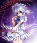  bad_id bad_pixiv_id between_fingers braid danmaku highres izayoi_sakuya knife licking maid maid_headdress miko_machi naughty_face red_eyes rie_(reverie) short_hair silver_hair solo standing tongue touhou twin_braids 