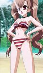  bikini brown_hair day h2o_footprints_in_the_sand highres long_hair non-web_source red_eyes screencap solo stitched swimsuit tabata_yui third-party_edit twintails 