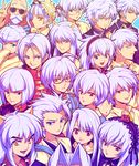  6+girls akagi akagi_shigeru animal_ears annotated ayanami_rei bald bleach blue_eyes color_connection crossover dnangel dog_ears dragon_ball dragon_quest dragon_quest_viii fang fate/stay_night fate_(series) final_fantasy final_fantasy_vii fruits_basket gintama glasses gundam gundam_seed hair_color_connection haori hitsugaya_toushirou hiwatari_satoshi horn illyasviel_von_einzbern inugami_tsurugi inuyasha inuyasha_(character) japanese_clothes kirin_(armor) kukuru_(dq8) long_hair look-alike maria_holic monster_hunter morichika_rinnosuke multiple_boys multiple_crossover multiple_girls muten_roushi nagisa_kaworu neon_genesis_evangelion oyuki_(urusei_yatsura) red_eyes rozen_maiden sakata_gintoki sephiroth shinouji_matsurika short_hair silver_hair souma_hatsuharu suigintou taichou_haori tetsukuzu_tetsuko touhou urusei_yatsura v white_hair yellow_eyes youko_kurama yuu_yuu_hakusho yzak_joule 