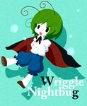  antennae arms_behind_back cape character_name green_hair karaagetarou solo touhou wriggle_nightbug 