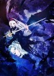  boots cpux4 dress frills hairband highres knee_boots long_hair purple_eyes rozen_maiden silver_hair solo suigintou sword weapon wings 