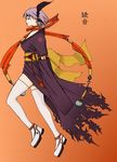  ayane_(doa) dead_or_alive headband hybrid_cat japanese_clothes kimono legs purple_hair short_hair solo thighhighs 