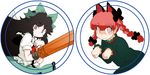  :3 animal_ears black_hair braid cat_ears golden_pe_done kaenbyou_rin multiple_girls paw_pose red_hair reiuji_utsuho touhou twin_braids 