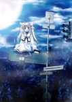  araissu blonde_hair fate_testarossa long_hair lyrical_nanoha mahou_shoujo_lyrical_nanoha mahou_shoujo_lyrical_nanoha_a's ribbon road_sign sign sitting solo traffic_light twintails 