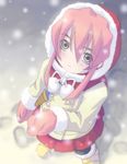  blue_eyes blush coat gloves hood knife lowres pantyhose pink_hair presea_combatir skirt smile snow tales_of_(series) tales_of_symphonia winter winter_clothes winter_coat 