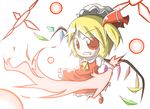  aoblue attack blonde_hair chibi danmaku flandre_scarlet hat one_side_up short_hair solo touhou wings 