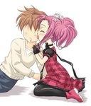  1girl amatsuka_nijiko amatsuka_youtarou baby_princess chocolate closed_eyes face_licking gloves licking long_hair masakichi_(crossroad) pantyhose pink_hair 