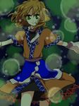  blonde_hair blue_skirt closed_mouth cowboy_shot green_eyes looking_at_viewer lowres mizuhashi_parsee popoin puffy_short_sleeves puffy_sleeves short_hair short_sleeves skirt smile solo touhou 