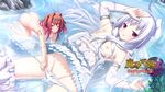  artist_request ass assisted_exposure bell_(madou_koukaku) bridal_gauntlets corona_frizini doll_joints dress dress_pull flat_chest highres lying madou_koukaku minigirl multiple_girls nipples nude panties panty_pull pink_eyes red_eyes red_hair underwear water white_hair white_panties 