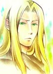  black_coat_(kingdom_hearts) blonde_hair green_eyes highres kingdom_hearts kurotennsi long_hair male_focus pointy_ears solo vexen 