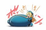  ahoge alternate_breast_size atago_(kantai_collection) beret blush breasts chibi gigantic_breasts gloves hat imizu_(nitro_unknown) inconvenient_breasts jpeg_artifacts kantai_collection long_hair mecha_musume pantyhose solo translated uniform |_| 