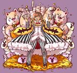  bob_cut bow bowtie brown_eyes brown_hair cat cosplay crunch_(artist) fur_coat glasses gold highres jewelry kill_la_kill maneki-neko mankanshoku_mako money necklace one_eye_closed ring solo sparkle takarada_kaneo takarada_kaneo_(cosplay) 