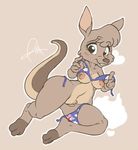  bikini blush breasts brown_fur female fur kangaroo looking_at_viewer mammal marsupial matilda pizzacat pubes pussy skippy:_adventures_in_bushtown solo swimsuit undressing wide_hips 