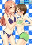  2girls aida_riko ass blush bodypaint breasts brown_eyes brown_hair female highres kuroko_no_basuke long_hair looking_at_viewer miyamori momoi_satsuki multiple_girls navel nipples painted_clothes pussy short_hair uncensored 