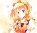  bad_id bad_pixiv_id blonde_hair bow brooch character_name cure_honey earrings hair_bow happinesscharge_precure! heart jewelry kyoro_(r_y_o_c_ovv) long_hair magical_girl oomori_yuuko precure ribbon sketch smile solo wide_ponytail yellow_eyes 
