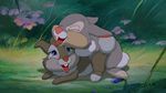  all_fours bambi_(film) cute duo eyes_closed female feral feral_on_feral forest from_behind happy happy_sex incest lagomorph male mammal outside rabbit sex straight the_giant_hamster thumper tongue tree young 