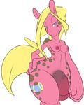  alpha_channel anthro anthrofied blonde_hair blue_eyes breasts cutie_mark dark_rozga dickgirl equine fur hair half-closed_eyes horse intersex mammal my_little_pony nude original_character penis pink_fur plain_background pony rozga smile solo spots transparent_background wide_hips 