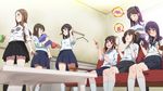  bad_id bad_pixiv_id blue_hair boko_(maniacpurple) brown_hair couch cup dress_shirt everyone from_below hayashida_airi highres hisami_nanami katayama_minami kikuma_kaya low_twintails mug multiple_girls nanase_yoshino okamoto_miyu perspective room school_uniform serafuku shimada_mayu shirt skirt twintails wake_up_girls! 