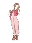  aerith_gainsborough ankle_boots bad_id bad_pixiv_id blue_eyes boots bracelet braid brown_hair buttons cropped_jacket dress final_fantasy final_fantasy_vii hair_ribbon jewelry koko-1109 long_dress long_hair pink_dress ribbon side_braid solo very_long_hair 