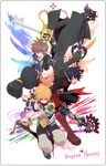  armor black_coat_(kingdom_hearts) black_hair blonde_hair blue_eyes brown_hair bunta01 chain_necklace cloak fingerless_gloves gloves highres keyblade kingdom_hearts kingdom_hearts_birth_by_sleep male_focus multiple_boys roxas sora_(kingdom_hearts) spoilers vanitas ventus wristband yellow_eyes 