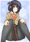  bad_id bad_pixiv_id black_hair blue_eyes fuuma_(humawww) highres nagi_no_asukara pantyhose school_uniform shiodome_miuna sitting 