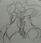  blush butt female ghost lilligant looking_at_viewer looking_back mismagius nintendo pok&#233;mon pok&eacute;mon sketch spirit video_games vono 