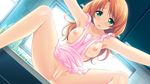  1girl apron areolae armpits ayase_hazuki blush breasts censored game_cg green_eyes highres kamidere kitchen legs long_hair looking_at_viewer medium_breasts naked_apron nipples nude open_mouth orange_hair pussy sitting solo spread_legs thighs tokunaga_hoshino 