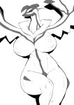 2023 anthro anthrofied areola big_breasts big_butt breasts butt curvy_figure female generation_6_pokemon hi_res huge_breasts kissxmaker legendary_pokemon monochrome nintendo nipples pokemon pokemon_(species) simple_background solo thick_thighs wide_hips yveltal