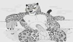 9klipse abs anthro balls bathing butt dreamworks erection felid genitals grin kung_fu_panda looking_at_viewer male mammal muscular muscular_anthro muscular_male nipples nude pantherine pecs penis smile snow_leopard solo tai_lung_(kung_fu_panda)