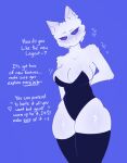 absurd_res anthro big_breasts blush breasts bunny_costume clothing clyde_(discord) costume dirty_talk discord_(app) dominant dominant_female emptyroll felid feline female hands_behind_back hi_res huge_breasts huge_thighs latex legwear looking_at_viewer mammal simple_background solo standing text thick_thighs thigh_highs