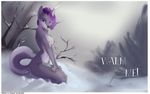  breasts brun69 canine female hair jess_(teckly) kneeling mammal nipples nude pose purple_hair snow solo tree wolf 