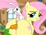  absurd_res angel_(mlp) anus carrot carrot_dildo cutie_mark equine female feral fluttershy_(mlp) friendship_is_magic fur hair half-closed_eyes hi_res horse improvised_dildo inside lagomorph long_hair looking_at_viewer male mammal my_little_pony pink_hair pony pussy rabbit smile straight tachenoir tail_grab white_fur yellow_fur 