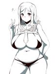  bad_id bad_pixiv_id belly bikini black_eyes breasts hand_on_hip highres kantai_collection large_breasts long_hair minigirl moisture_(chichi) monochrome multiple_girls navel plump shinkaisei-kan swimsuit ta-class_battleship thighs wo-class_aircraft_carrier 