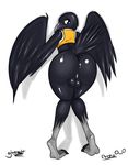  avian balls beak bent_over bird butt crow girly girokett looking_back male plain_background presenting solo white_background wings 