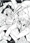  armor bad_id bad_pixiv_id blade_regalia dual_persona highres kageneko_shihan kill_la_kill mask monochrome nib_pen_(medium) sanageyama_uzu scar shinai sword traditional_media weapon 