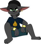 2018 3_claws 3_toes 4_claws 4_fingers alpha_channel anthro barefoot biped black_claws black_clothing black_eyebrows black_eyelashes black_freckles black_hoodie black_nose black_topwear blue_clothing blue_shirt blue_t-shirt blue_topwear bottomwear bracelet canid canine canis cheek_tuft chokovit_(artist) claws closed_smile clothed clothed_anthro clothed_male clothing colored digital_drawing_(artwork) digital_media_(artwork) ear_piercing eye_tattoo eyebrow_through_hair eyebrows facial_tattoo facial_tuft feet finger_claws fingers freckles front_view fur fur_tuft gold_(metal) gold_bracelet gold_ear_ring gold_jewelry green_eyes grey_body grey_ears grey_fur grey_hair grey_tuft hair half-closed_eyes hi_res hoodie isaac_(kabula) jackal jewelry looking_at_viewer male male_anthro mammal mouth_closed narrowed_eyes piercing ring_piercing shirt simple_background sitting smile solo t-shirt tattoo toe_claws toes topwear translucent translucent_hair transparent_background tuft