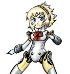  :&lt; aegis_(persona) anaugi android blonde_hair blue_eyes chibi cravat persona persona_3 robot_joints short_hair solo 