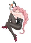  alternate_costume anne_(path_to_nowhere) bare_shoulders braid carrot high_heels jrnc23 long_hair path_to_nowhere pink_hair playboy_bunny red_footwear wrist_cuffs 
