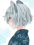  akagashi_hagane animal_ears bad_id bad_pixiv_id grey_hair japanese_clothes mouse_ears nazrin portrait profile red_eyes short_hair solo touhou 