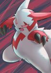 anthro belly claws fighting_pose fur generation_3_pokemon male matchstick_39 nintendo pink_eyes pokemon pokemon_(species) pose slightly_chubby solo white_body white_fur zangoose